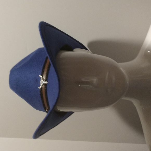 Cobalt Blue Western Cowboy Outback Country Hat Steer Head Accent Banding Boho - Picture 3 of 12